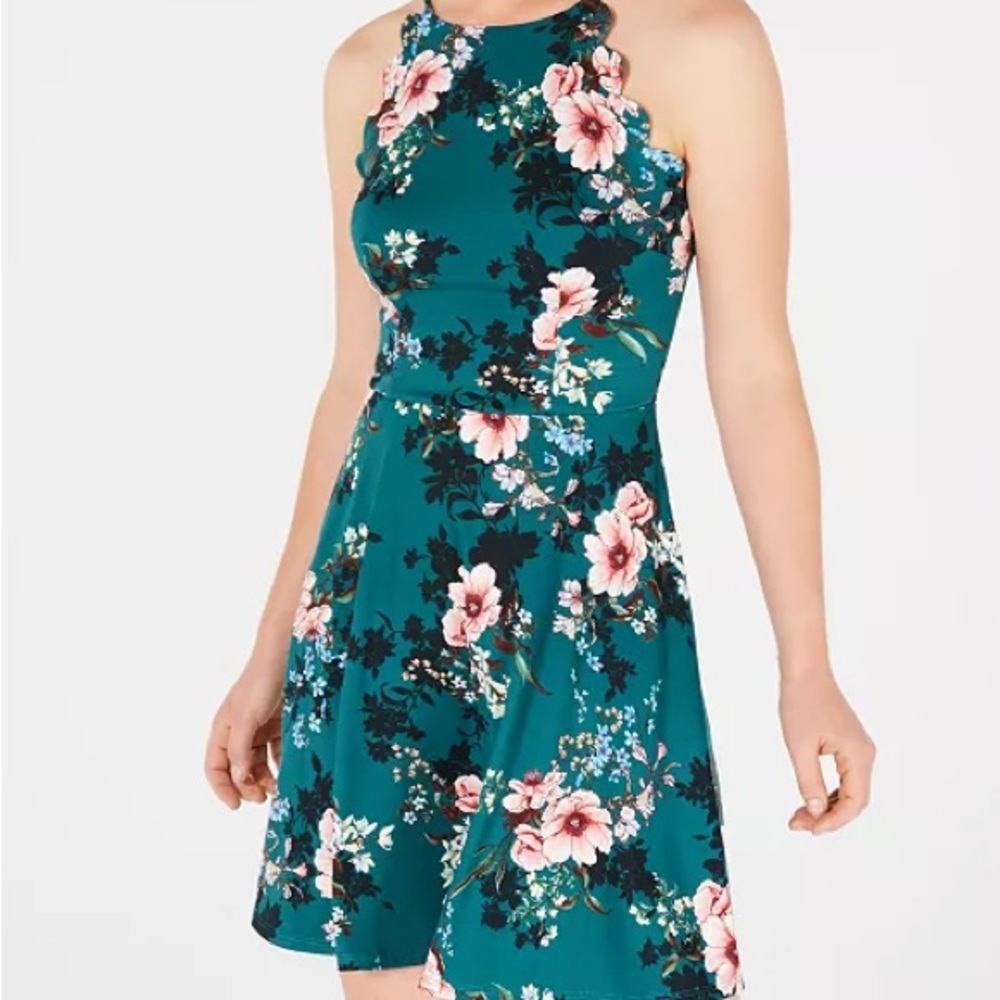 BCX Floral-Print Scalloped Fit & Flare Dress